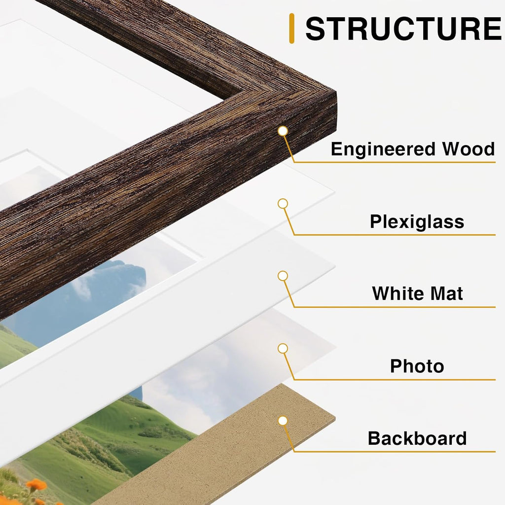 decorUhome Picture Frames Set of 20 for Wall and Tabletop Display, Brown