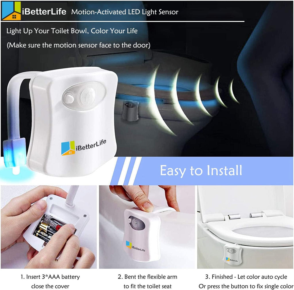 Toilet Light Motion Sensor 2Pack - The Original 8 Color Changing LED Glow Bowl Inside Toilet Night Light for Bathroom - Smart Unique Cool Gadget, Funny Ideal Gifts for Teen Boys Girls Men Women