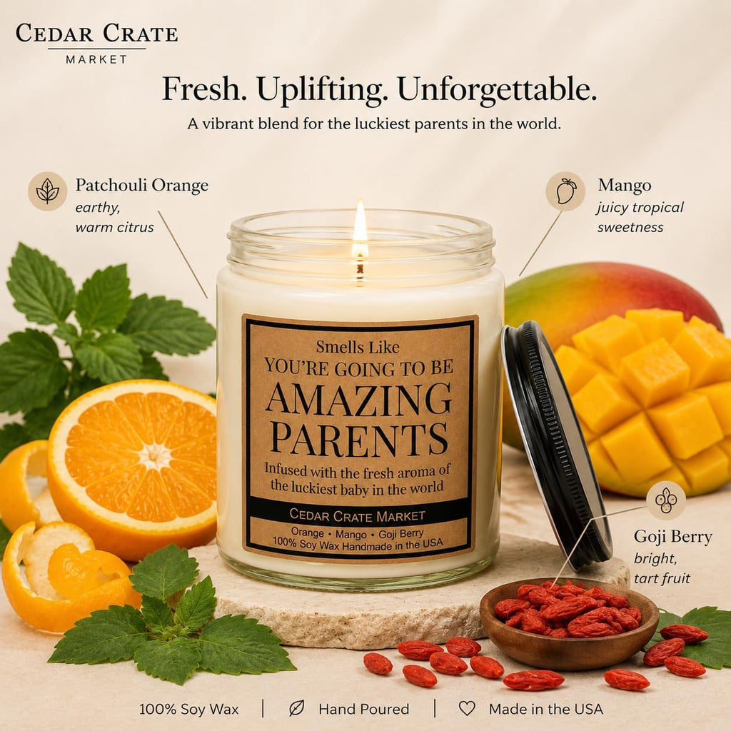 Expectant Parents Gifts - Baby Congratulations Candle - 100% Soy Wax