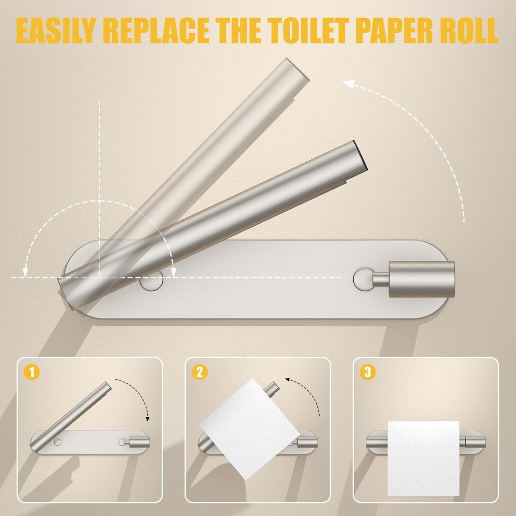 BESy Toilet Paper Holder, Bathroom Tissue Holder Wall Mount Brushed Nickel