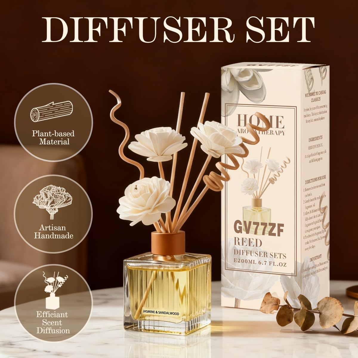 Peppermint & Eucalyptus Reed Diffuser 6.7oz (200ml) Bedroom & Home Decor