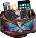 360° Rotatable Remote Control Holder,PU Leather TV Remote Caddy for Table