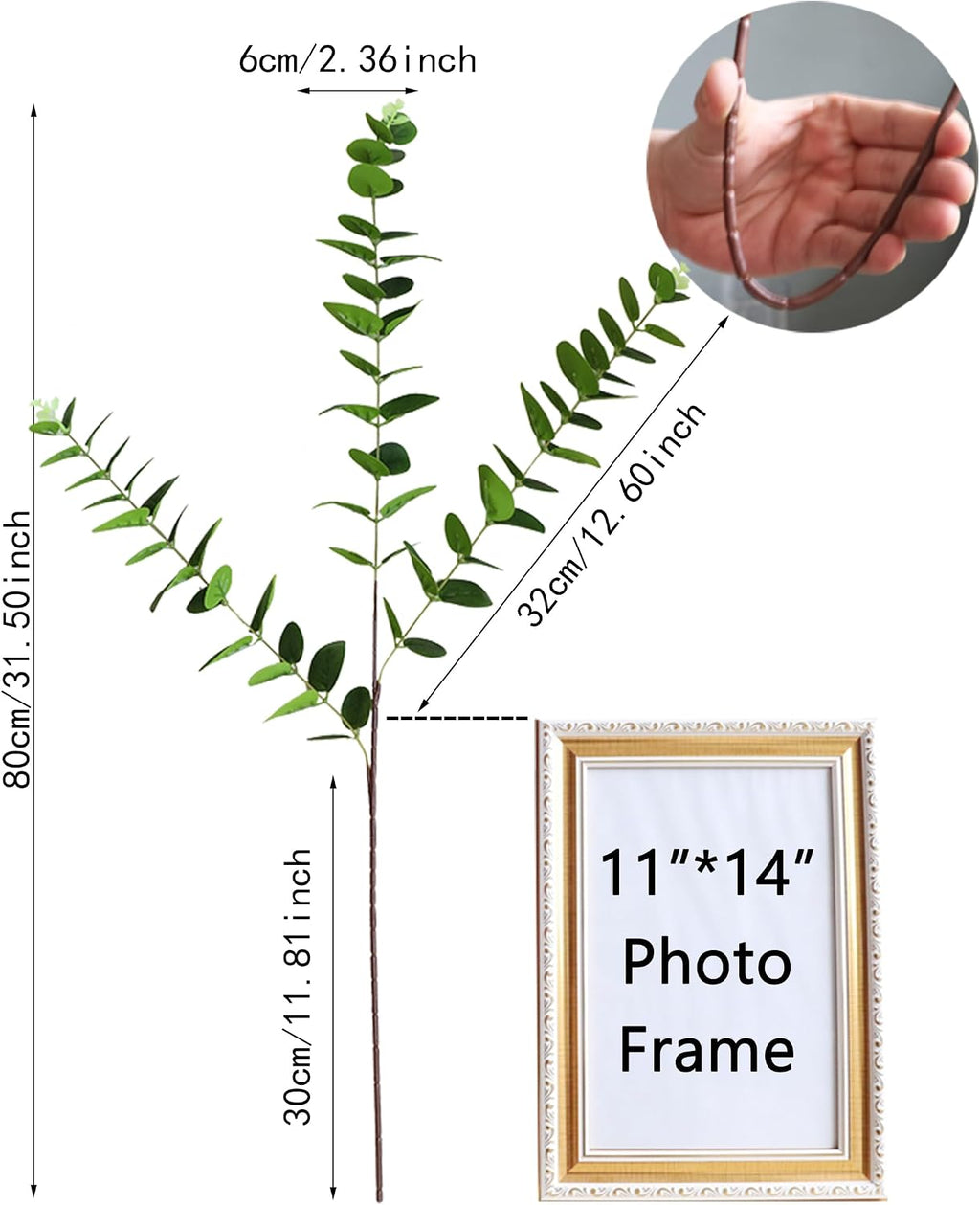 Forlaoers Green Fake Eucalyptus Faux Greenery Stems Silk Plants 32" Tall Leaves Olive Branches for Vases Home Decor Floral Arrangements Indoor Wedding Flowers (B:3pcs 31" Tall Green Eucalyptus)