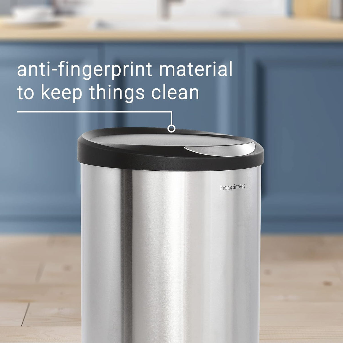 happimess Molly 2-Piece Round Step Trash Can, Platinum Silver