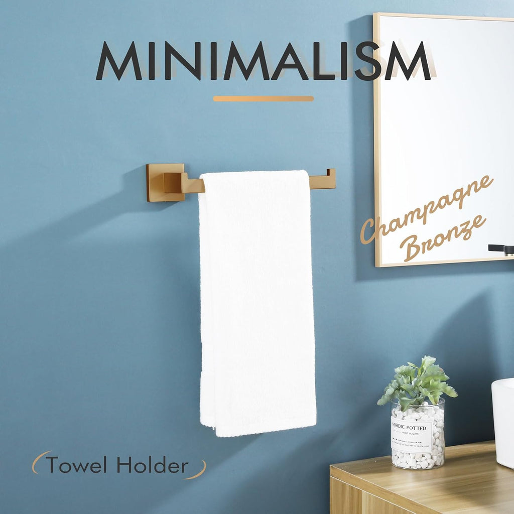 KOKOSIRI Towel Bar for Bathroom Wall Mount 9'' Hand Towel Holder T-304 Stainless Steel Bath Kitchen Accessories, Champagne Bronze B3003CPG