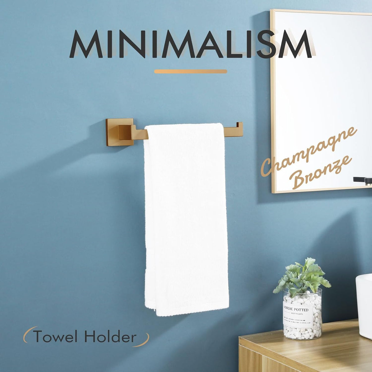 KOKOSIRI Towel Bar for Bathroom Wall Mount 9'' Hand Towel Holder T-304 Stainless Steel Bath Kitchen Accessories, Champagne Bronze B3003CPG
