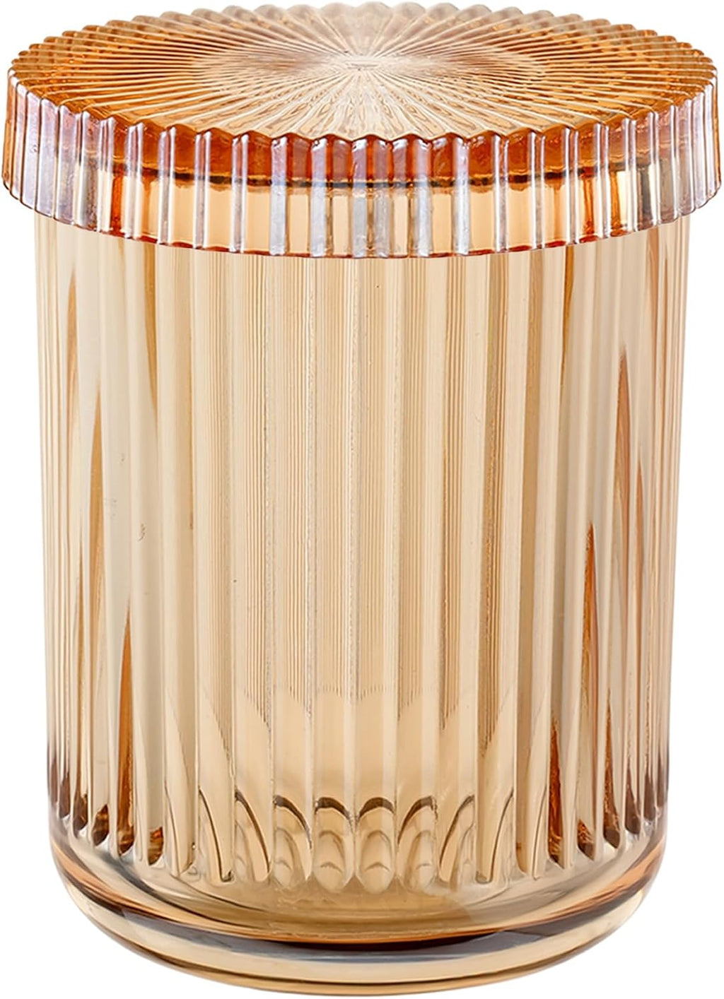 rejomiik Thick Glass Qtip Holder Apothecary Jars with Lids, Amber