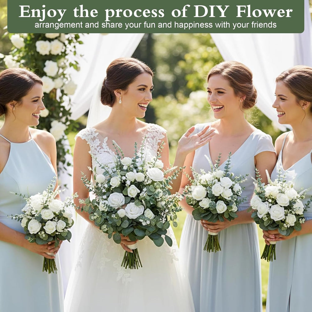 Tigeen 180 Pcs 10 Kinds Mixed Artificial Eucalyptus Stems Bulk for Wedding