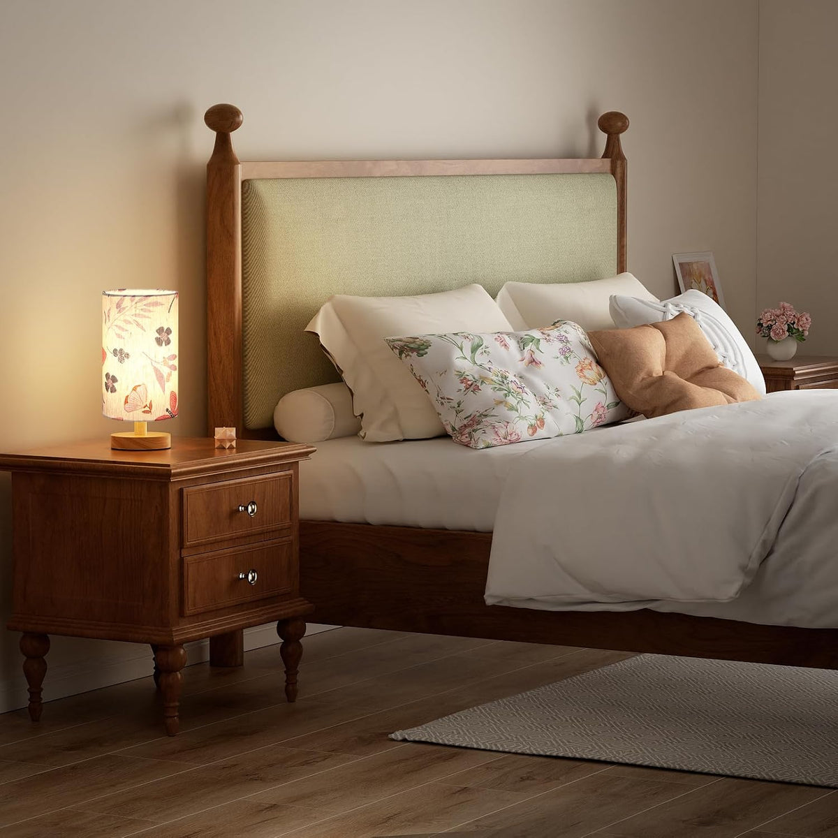 Fenmzee Small Table Lamps (Butterfly Cream Shade, 9" Inline Control)