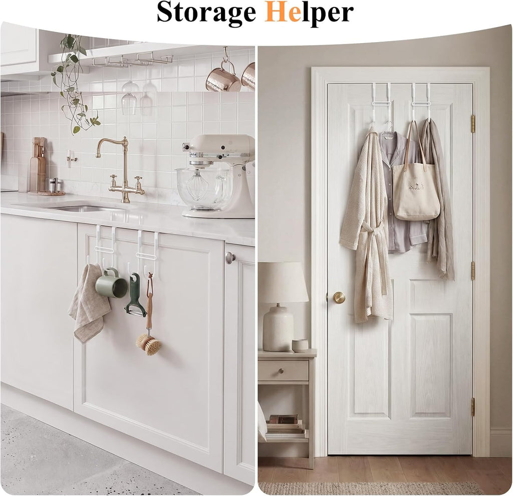 FYY Over the Door Hooks, 2 Pack Heavy Duty Double Hanger, Fits 1.5 in Door