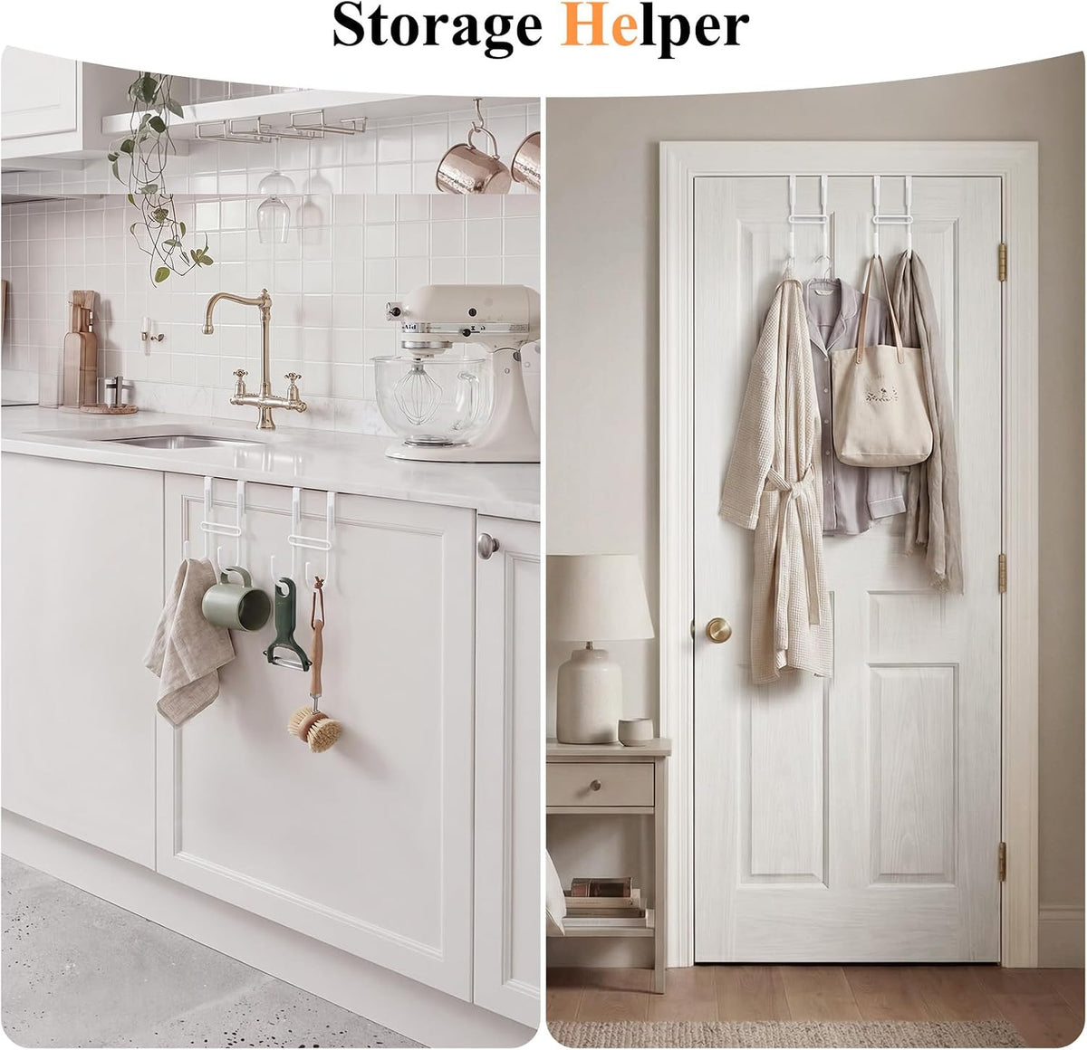 FYY Over the Door Hooks, 2 Pack Heavy Duty Double Hanger, Fits 1.5 in Door