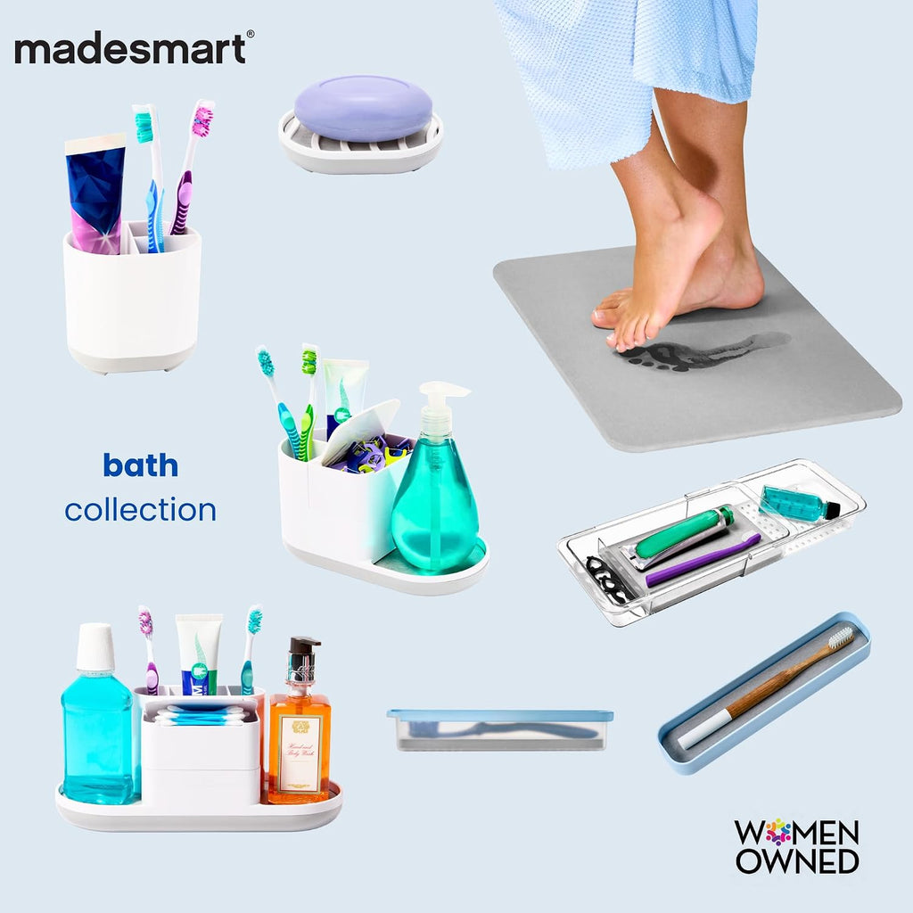 madesmart Shower Tote with Soft Grip Handle, Smoke