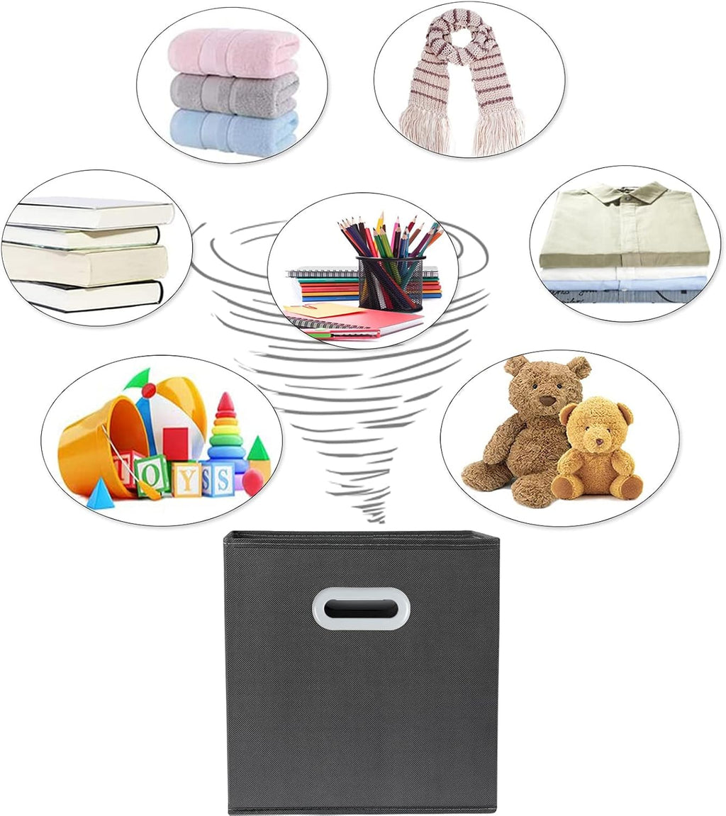 Fabric Cloth Storage Bins,Fabric Cube Organizer with Dual Handles Foldable Cube Storage Baskets for Home Bedroom Storage,Set of 3, Gray