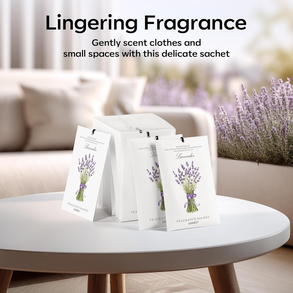 MYARO 12 Pack Lavender Scented Sachets, Closet Deodorizer Car Air Freshener