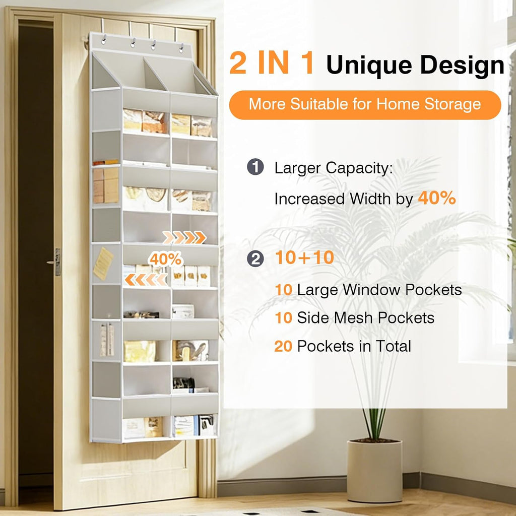 Over The Door Storage Organizer 5 Tiers Extra Large Heavy Duty Oxford Beige