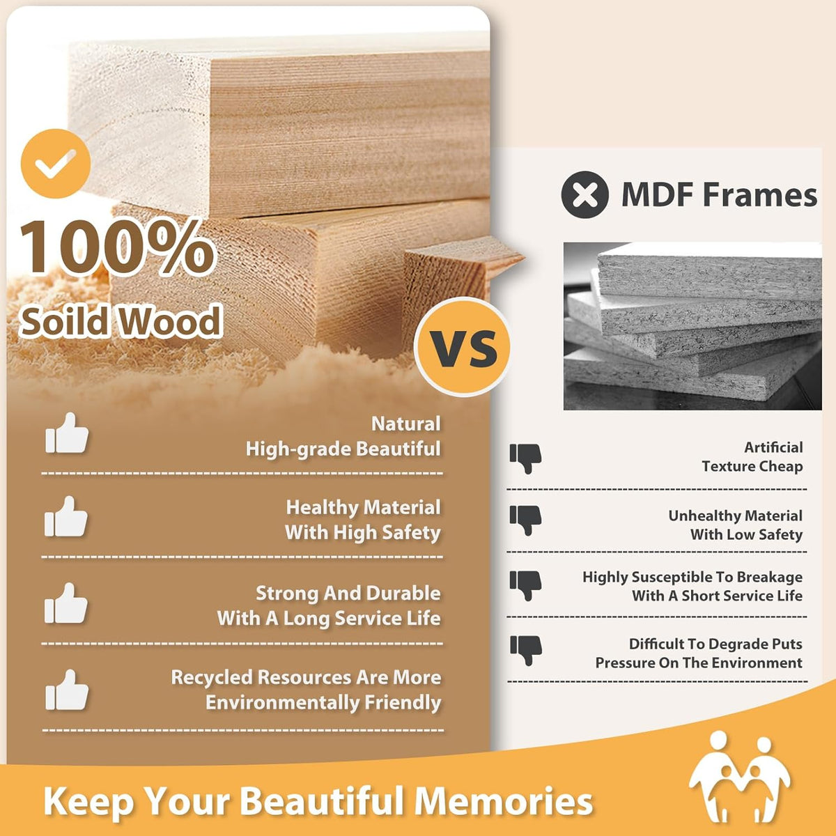 Egofine Picture Frame Set - 10 Assorted Sizes, Collage Wall Decor with 12x16, 11x14, 5x7, 4x6, 4x4 Frames for Wall & Tabletop, Solid Wood, Plexiglass Cover, Carbonized Brown