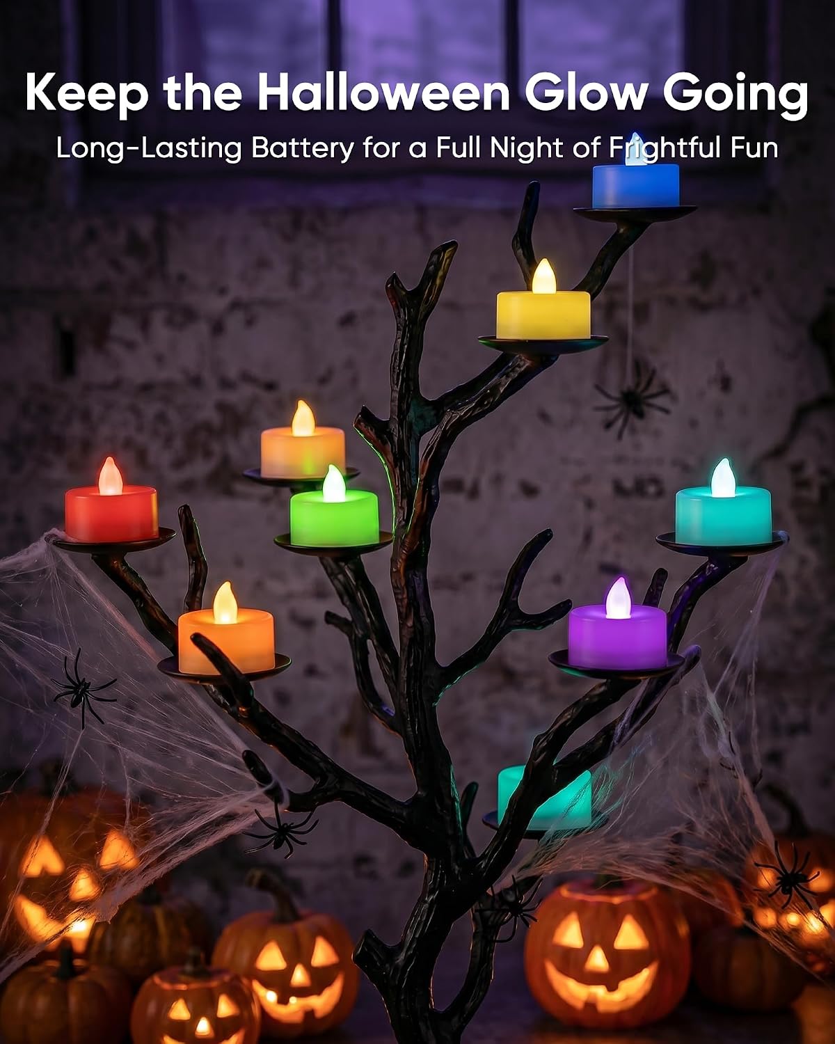 Homemory 50-Pack 7-Color Changing Flameless Tea Light Candles, 200+ Hours