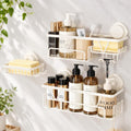 KEGII Suction Cup Shower Caddy, 3 Pack Bathroom Organizer, Off White