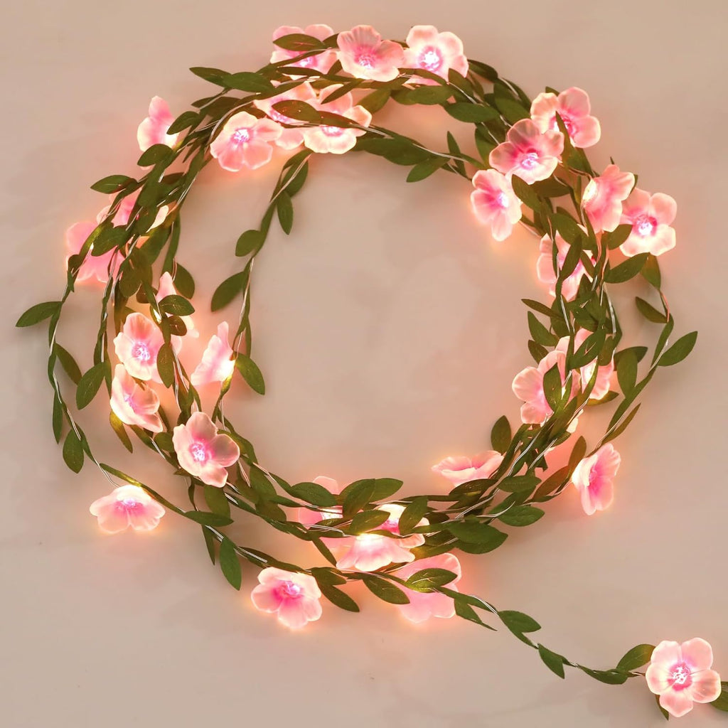 2PK Cherry Blossom Vine Lights 13ft 40 LED Fairy Lights with Remote & Timer