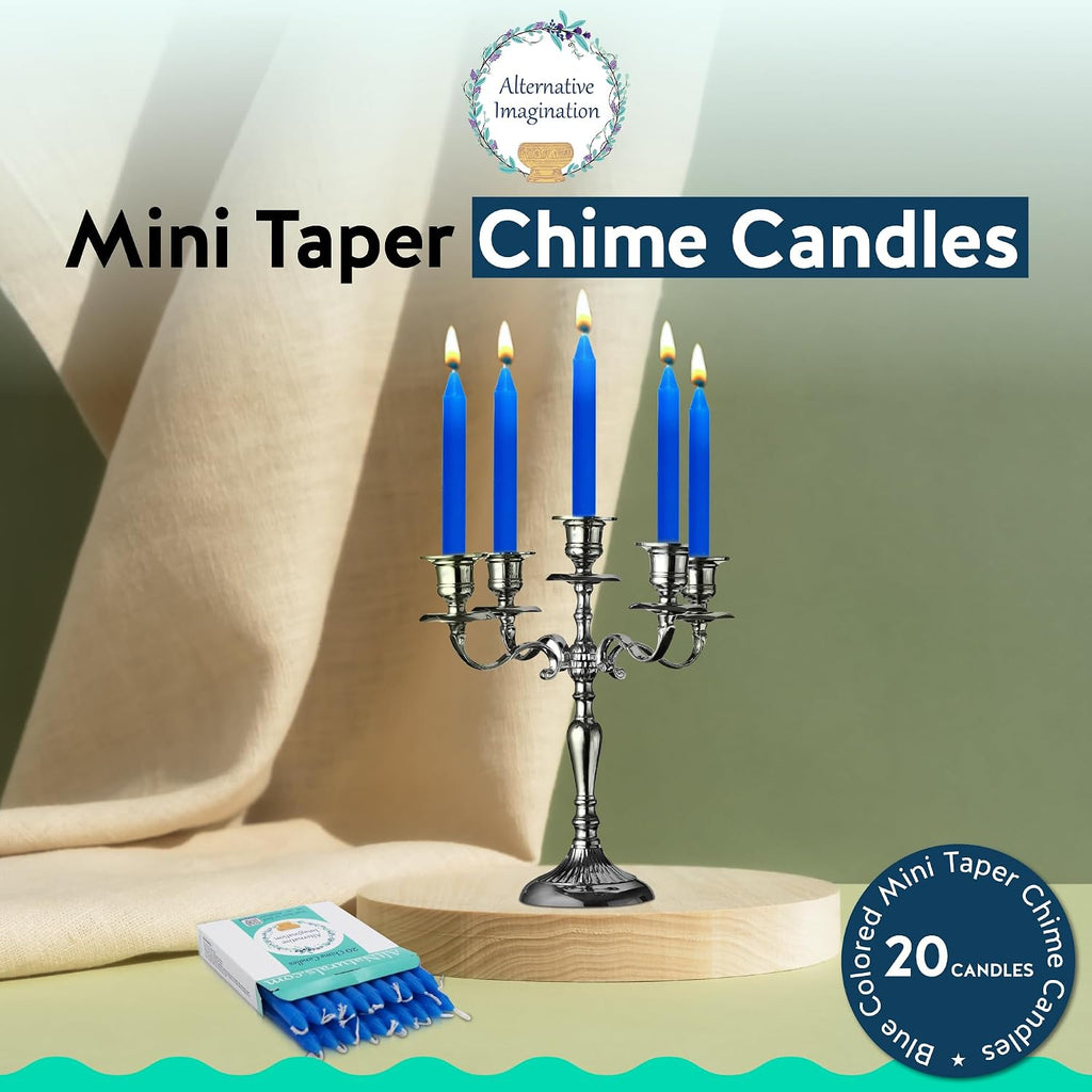 Alternative Imagination Blue Chime Candles - 20 Pack of Unscented 4 Inch Mini Taper Candles - Dripless Long Burning Ritual Candles for Meditation, Spell Work & Home Decor