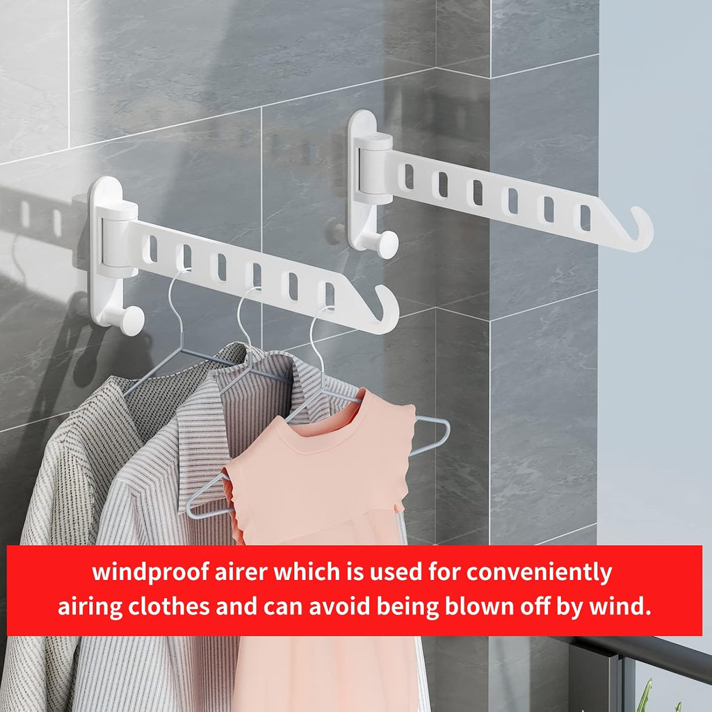 JOOM Clothes Drying Rack Wall Mounted, 13-Inch Foldable Arm, White 2 Pack