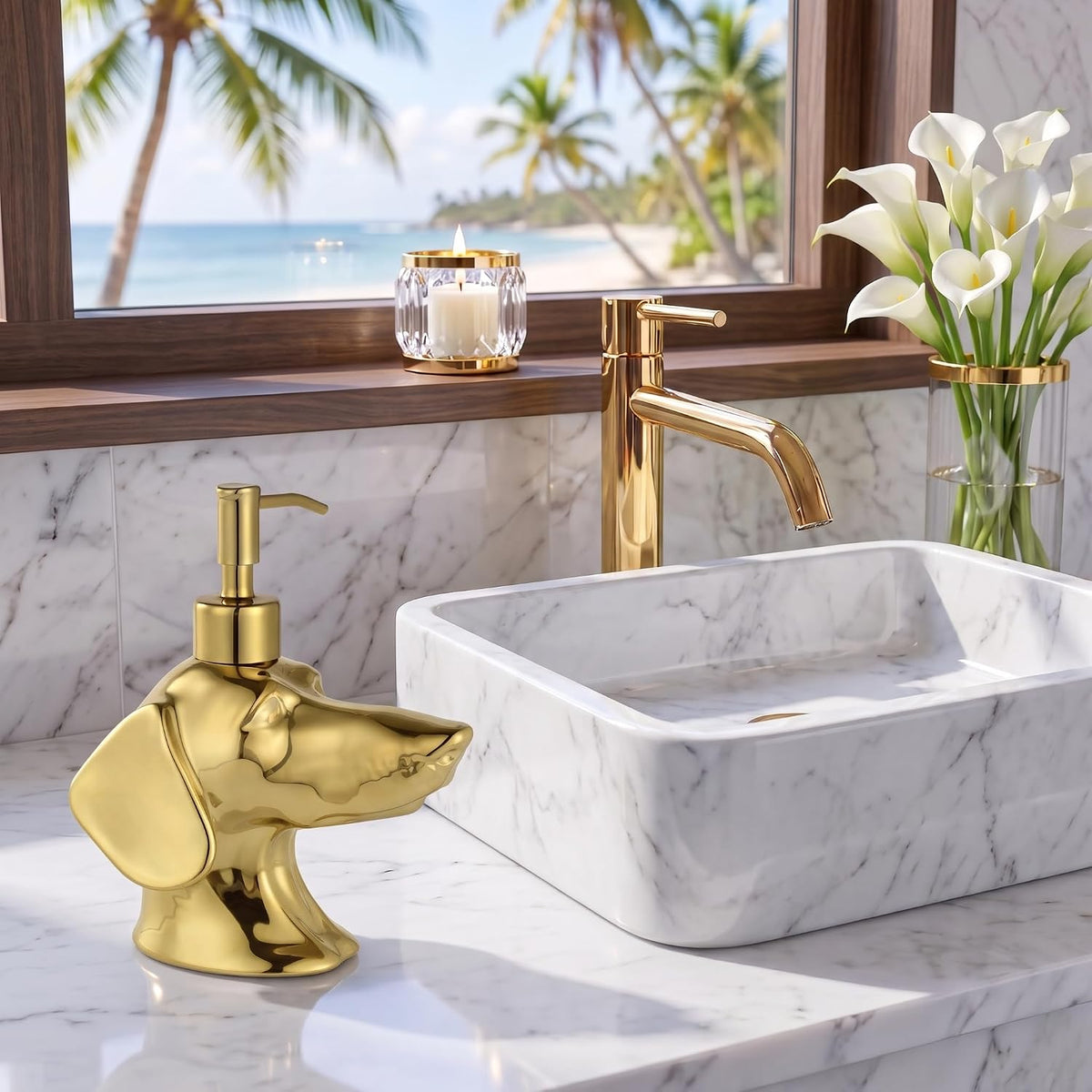 Gold Dachshund Hand Soap Dispenser Lotion Diapenser Dog Lover Gift