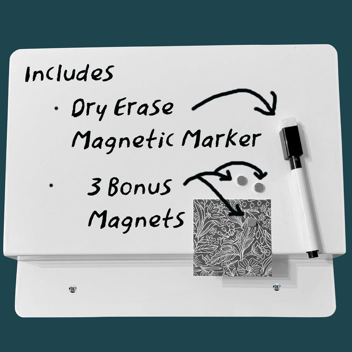 Magazine & Folder Wall Rack + Whiteboard - for Home, Office, School - Storage & Note Space, Mid-Century Style, Wall Mounted, Mail Organizer by Sable Flow (W)