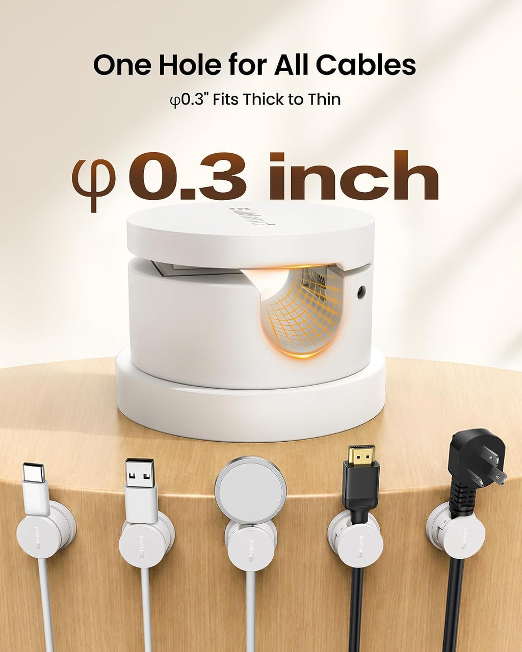 Silkland 6 Pack Snap-Lock Cable Clips, 360° Rotatable Cord Holder for Desk