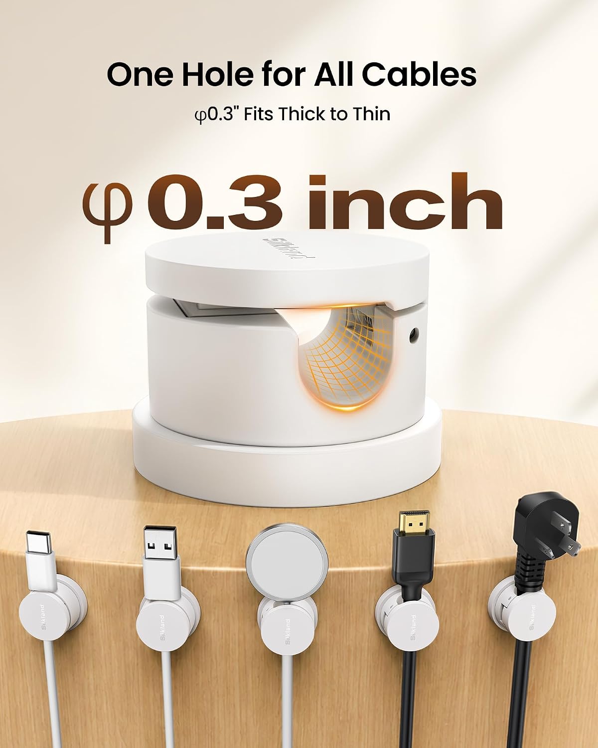 Silkland 6 Pack Snap-Lock Cable Clips, 360° Rotatable Cord Holder for Desk