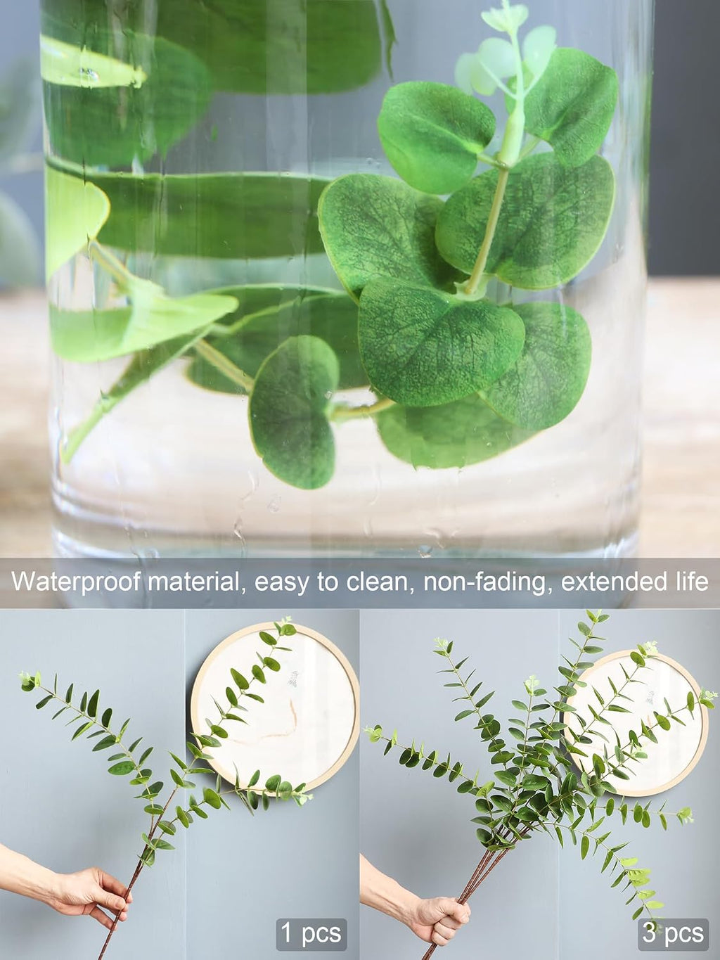Forlaoers Green Fake Eucalyptus Faux Greenery Stems Silk Plants 32" Tall Leaves Olive Branches for Vases Home Decor Floral Arrangements Indoor Wedding Flowers (B:3pcs 31" Tall Green Eucalyptus)