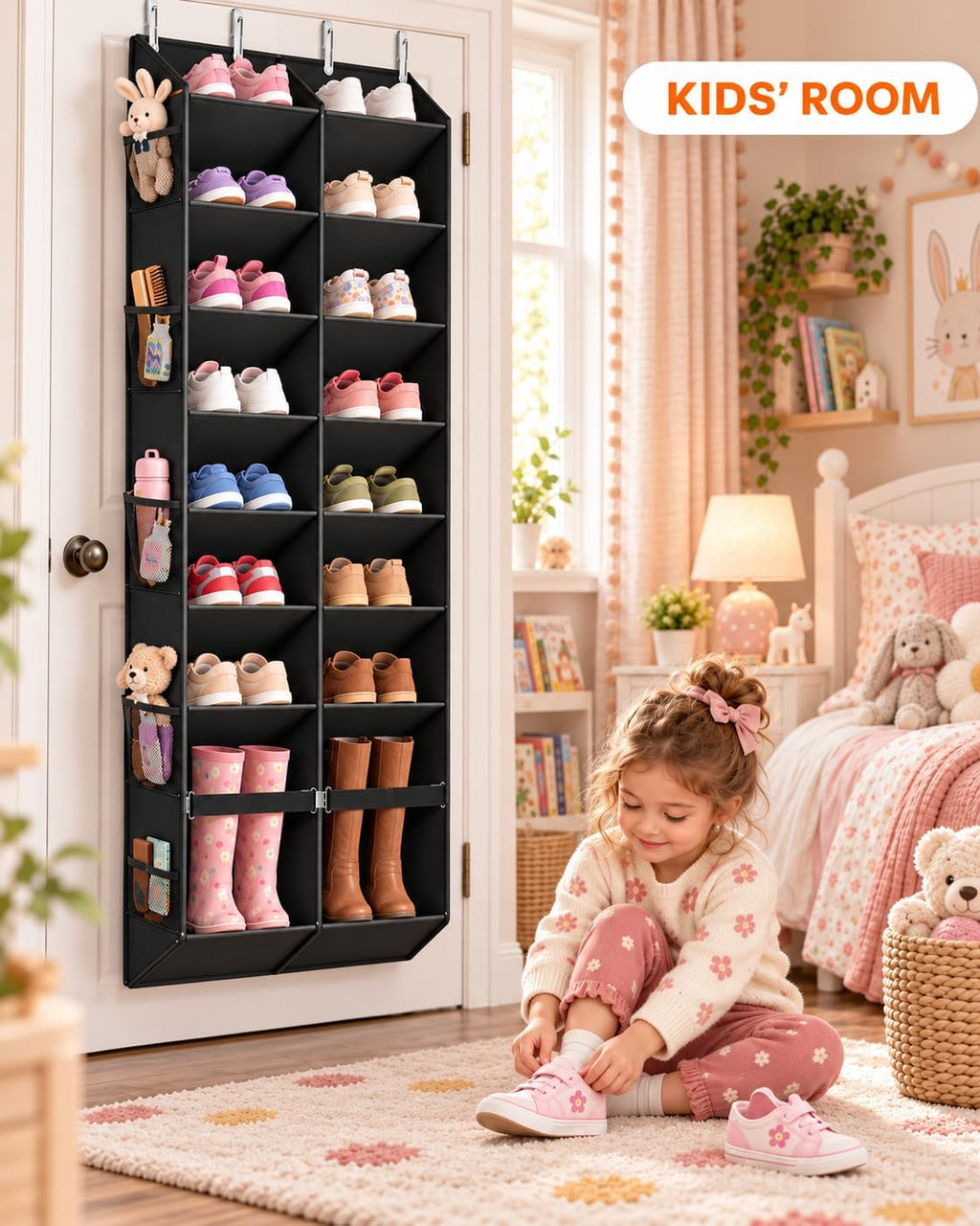 Over the Door Shoe Organizer with Oversized Boot Pocket, Hanging Storage