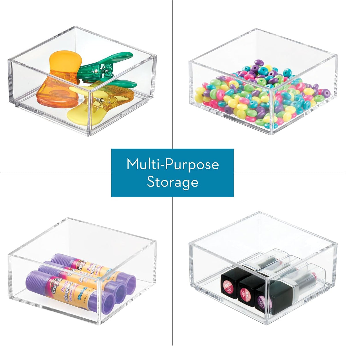 iDesign Clarity Plastic Drawer Organizer, Clear, X-Small, 4" x 4" x 2"