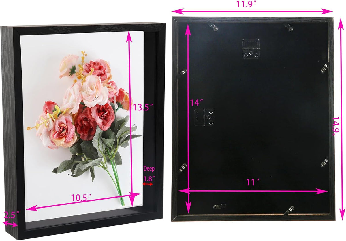 11x14 Shadow Box Frame,Display Case,Large,3D,Thicker,Inner Deep 1.8In,Black