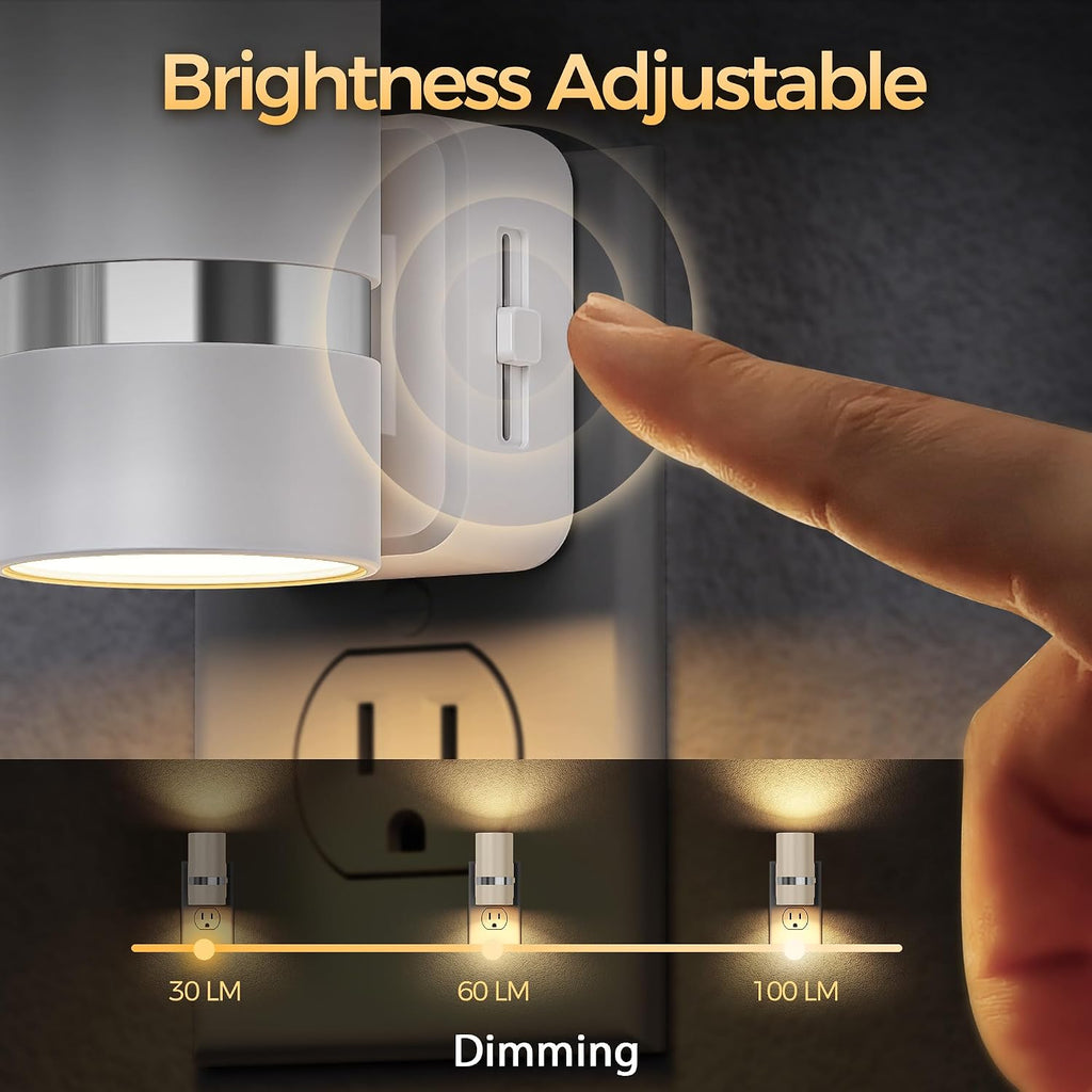 DORESshop LED Night Light 2 Pack, White Cylinder Dimmable Night Light