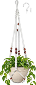 Macrame Plant Hanger Indoor 35 Inch Hanging Basket Ivory 1Pack