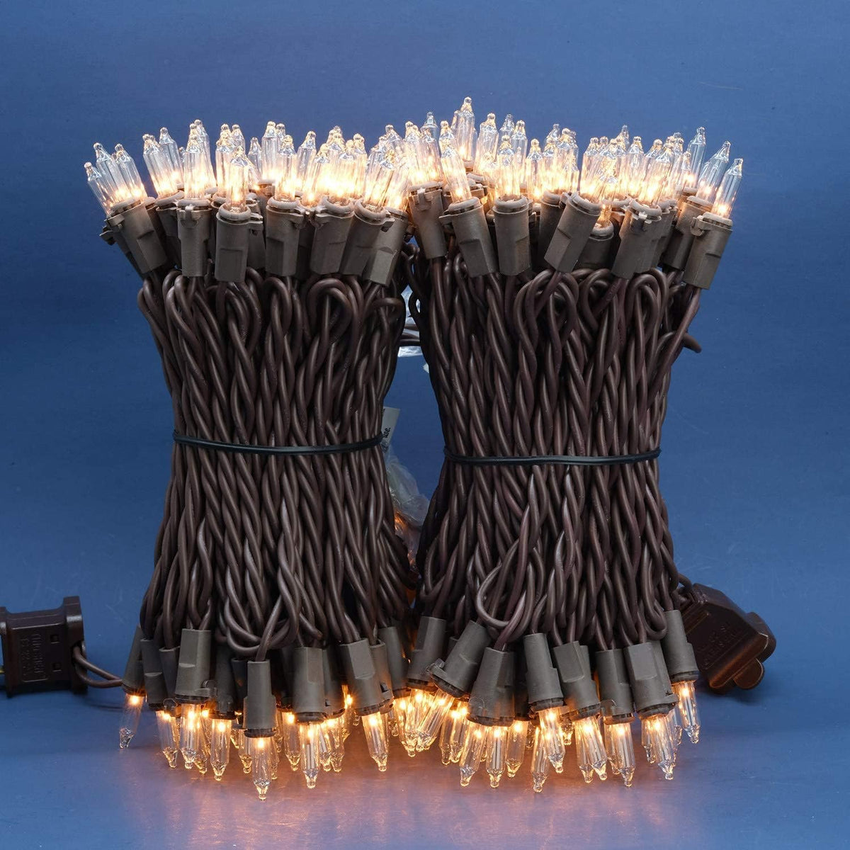 200 Clear Christmas Lights, 2 Set 33 ft 100 ct Brown Wire UL String Light