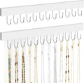 ZEDODIER 2 Pack Necklace Organizer Wall Mount, Wooden Jewelry Hanger Necklace Holder with 24 Hooks,Hanging Jewelry Organizer, White