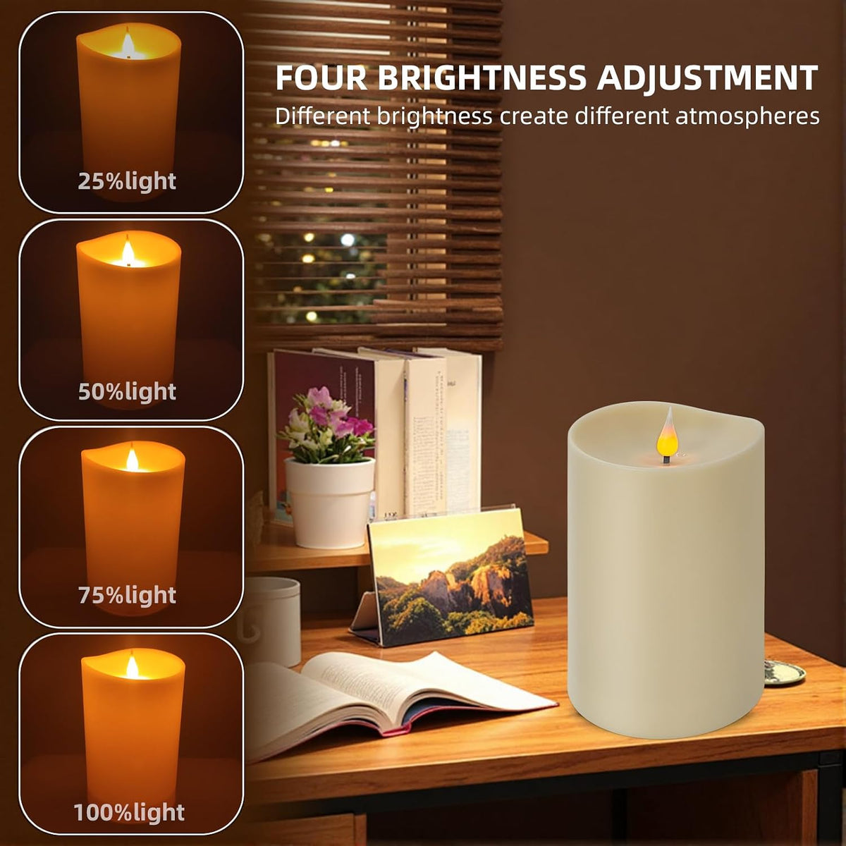 Flameless LED Candle with Remote, 4x6 Inch Plastic Pillar Candle, Battery Powered, Flickering Flame with Timer & Dimming, Ivory – Safe, Realistic Home or Event Decor