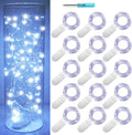SmilingTown Fairy Lights Battery Operated Starry Firefly Silvery Wire String Lights 15 Pack 7.2ft 20 LED Jar Table Centerpiece for Wedding Christmas Halloween Party Decoration (Cool White)