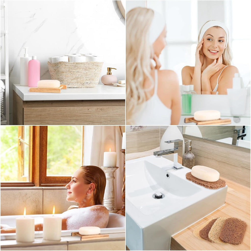 Irenare 90 Pcs Soap Saver Set, Wooden Dish Bar Soap Mesh Bag Pads Bulk
