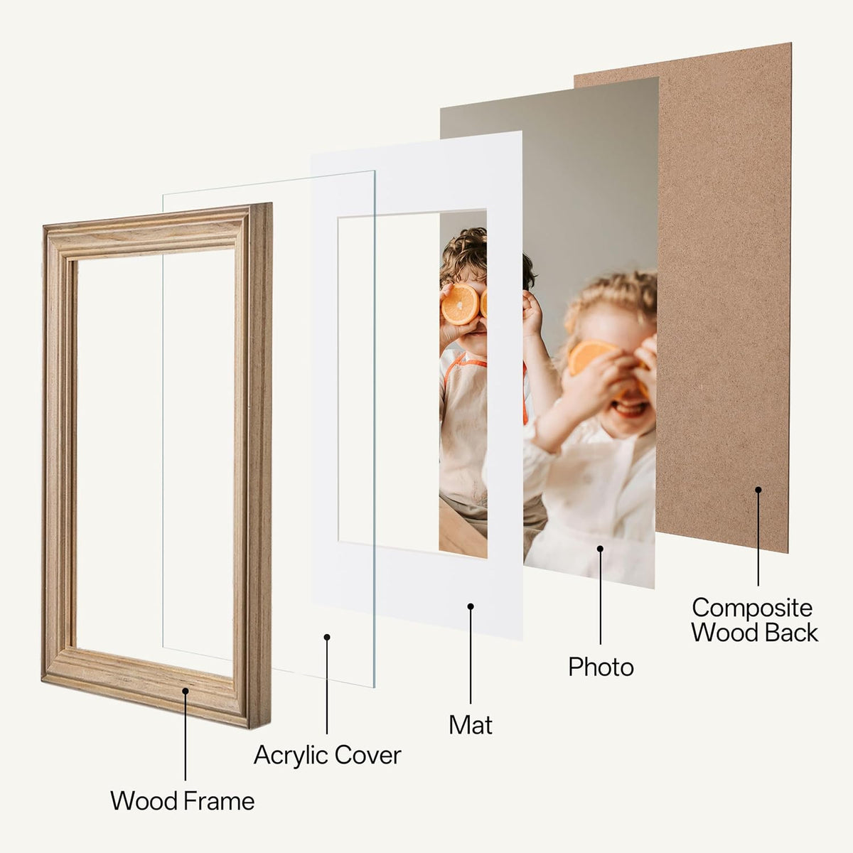 eletecpro Gallery Wall Frame Set of 10, Natural, White, Brown