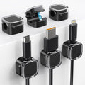 Magnetic Cord Clips, 6 Pack Cord Organizer Holder for Desk Office Accessories, Cable Holder Hide Phone USB Power Wire Cord Clips for Management Home Nightstand Kitchen Appliances, Clear Black