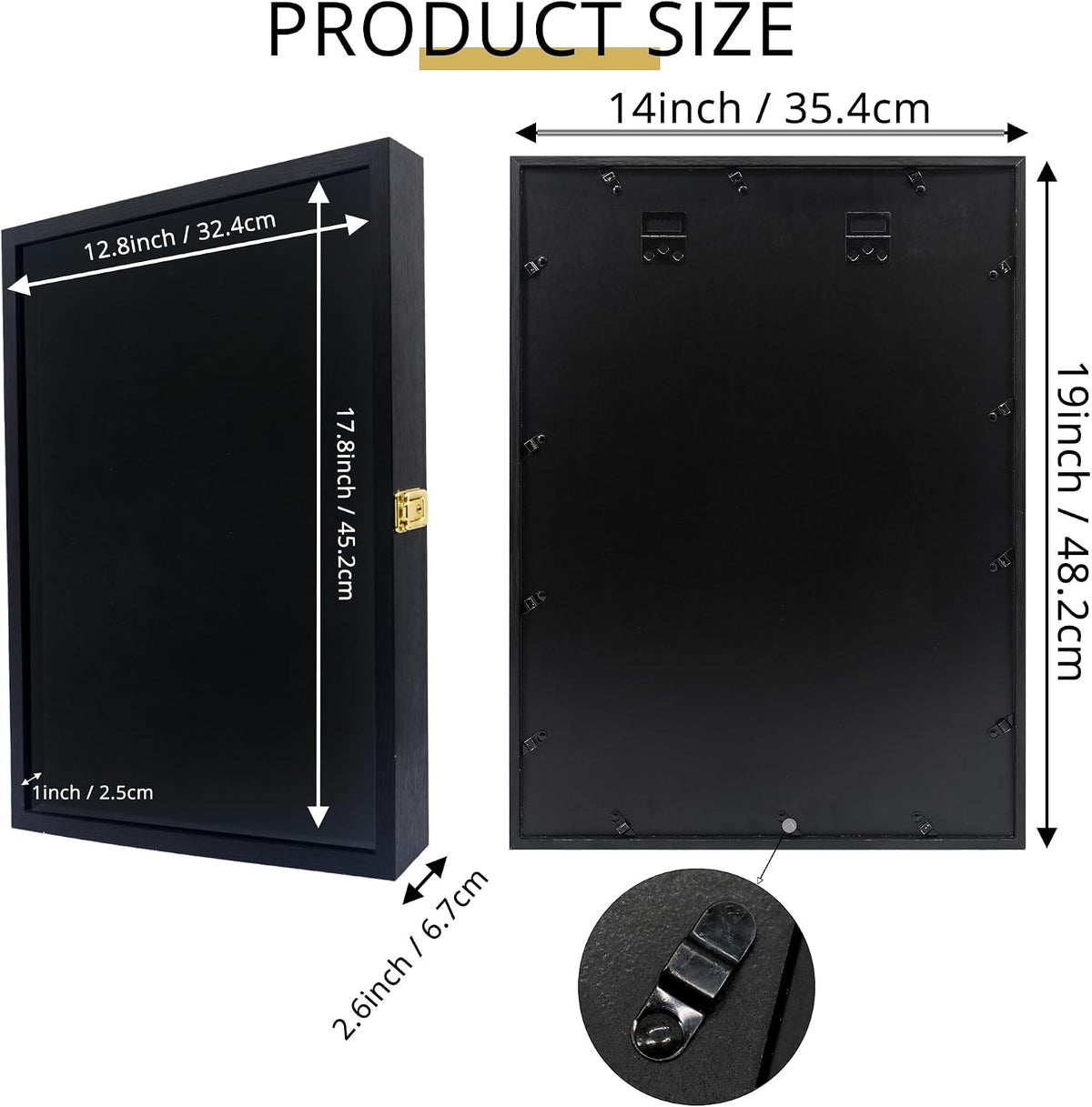 GMFrames 14x19 Pin Collection Display Case Real Glass, Shadow Box with Door for Military Medals, Beach Tags, Jewelry, Pin Holder Black