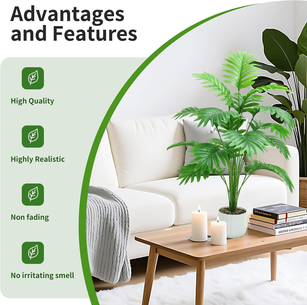 Freyalife 28“ Fake Plant Large Artificial Plam Tree for Indoor Room Decor,Faux Potted Plant for Home Offce Balcony Livingroom Bathroom Bedroom Outdoor Courtyard Decor