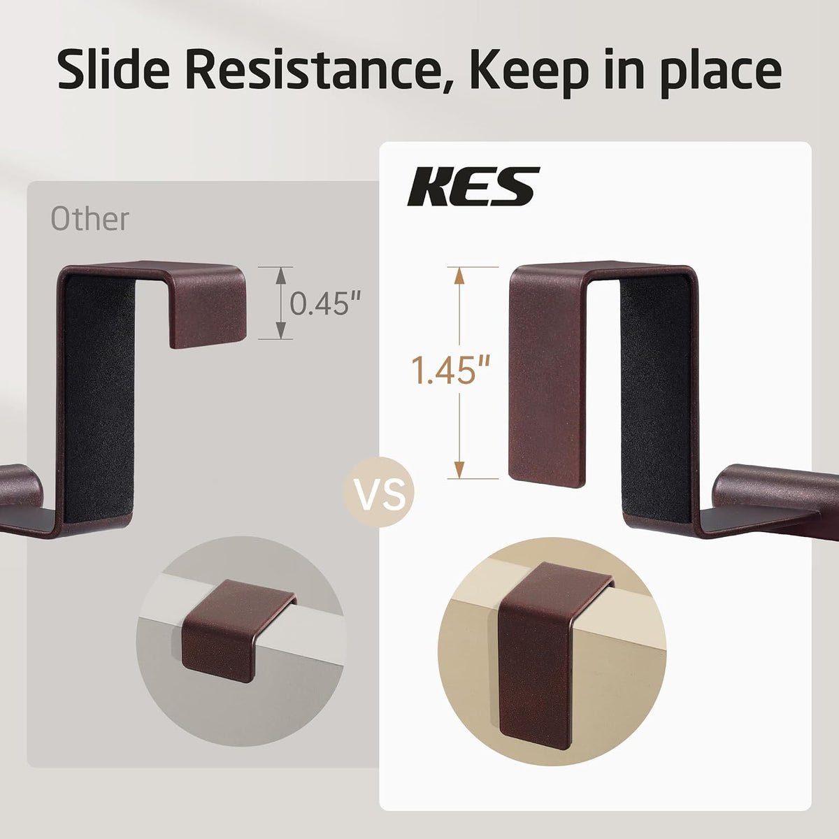 KES Over The Cabinet Towel Holder Fit 1" Thick, Kitchen Towel Holder, Brown