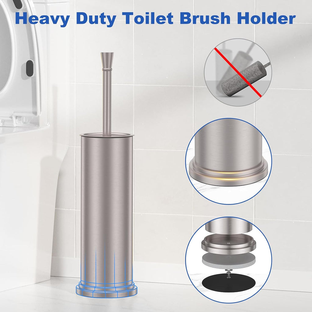 304 Stainless Steel Toilet Brush and Holder Nickel