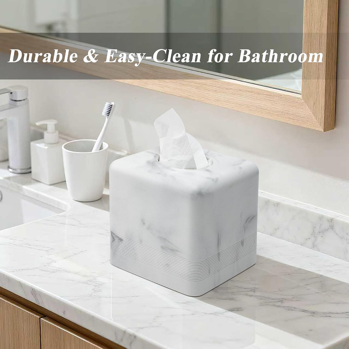 YMXYJM Resin Tissue Box Cover, Modern Square Holder,White