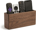 Remote Control Holder Wall Mount, Walnut Wood Remote Caddy, No-Drill, Brown