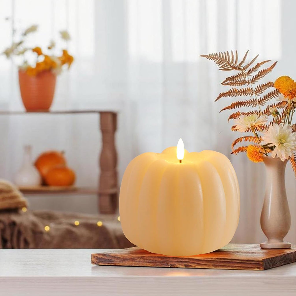 Fall Decor, Fall Decorations for Home, Flameless Pumpkin Candle with Remote
