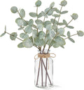 Mkono Fake Plants, Artificial Eucalyptus Stems in Glass Vase for Home Decor